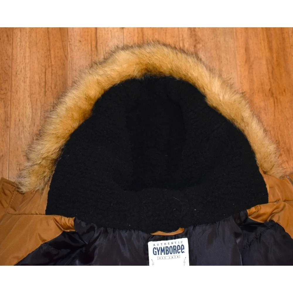 Gymboree Parka Jacket Boys XL 14 Brown Faux Fur Hood Heavy Winter Coat‎